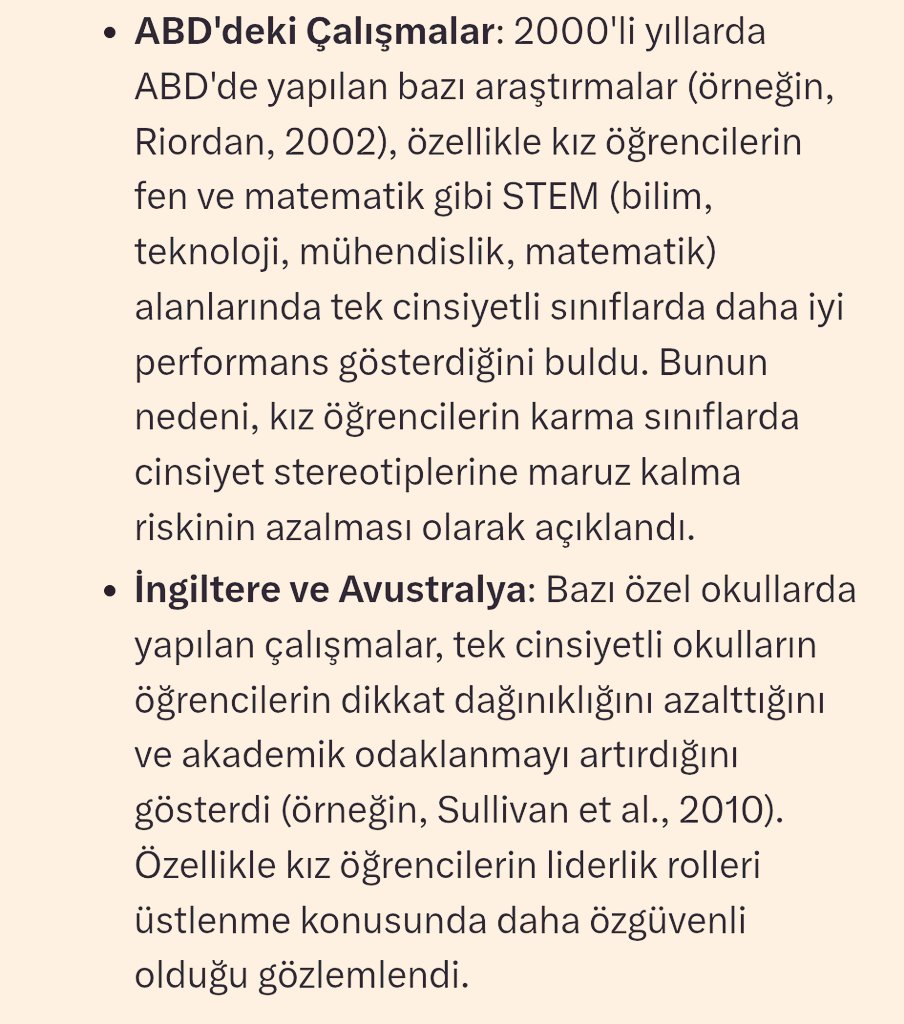 İsteğe bağlı, sadece kız veya sadece erkek (karma olmayan) okullarının bulunduğu G20 ülkeleri:
ABD, İngiltere, Avustralya, Kanada, Fransa, Almanya, Japonya, Güney Kore, Hindistan, Suudi Arabistan, Endonezya 

Ayrıca karma olmayan okulların akademik olarak daha başarılı