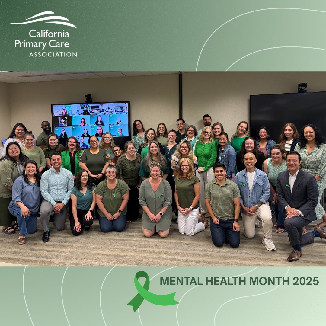 California Primary Care Association (@cpca) on Twitter photo In honor of Mental Health Awareness Month, the CPCA team gathered during today’s staff meeting, wearing green to show our support and solidarity.💚 Let’s keep breaking the stigma together.
#MHM #TurnAwarenessIntoAction <a href="/MentalHealthAm/">Mental Health America</a> In honor of Mental Health Awareness Month, the CPCA team gathered during today’s staff meeting, wearing green to show our support and solidarity.💚 Let’s keep breaking the stigma together.
#MHM #TurnAwarenessIntoAction <a href="/MentalHealthAm/">Mental Health America</a>