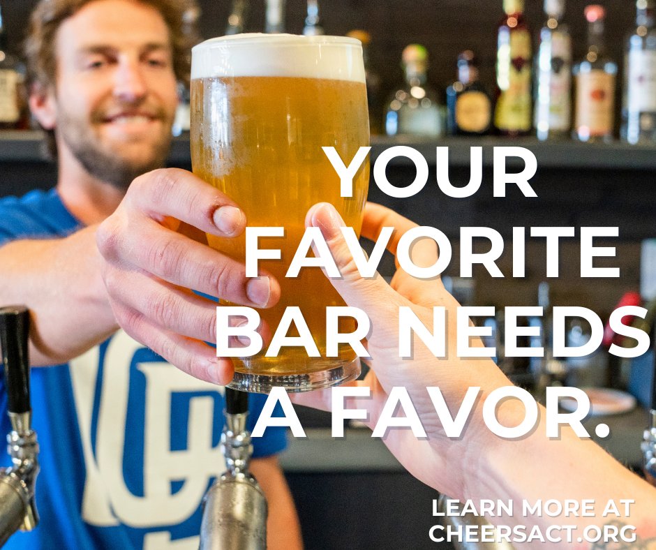 Local bars need a break.

The #CHEERSAct gives local businesses a shot in the arm with expanded tax credits for energy-efficient draft systems.

Tell Congress: PASS the CHEERS Act: CHEERSAct.org