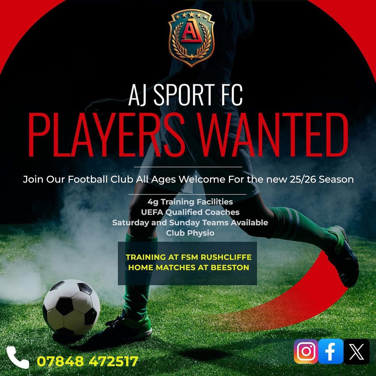 AJ Sport FC (@ajsportfc) on Twitter photo First team and reserves, playing in the <a href="/NottsSeniorLge/">Nottinghamshire Senior League</a>
Get in touch if interested First team and reserves, playing in the <a href="/NottsSeniorLge/">Nottinghamshire Senior League</a>
Get in touch if interested