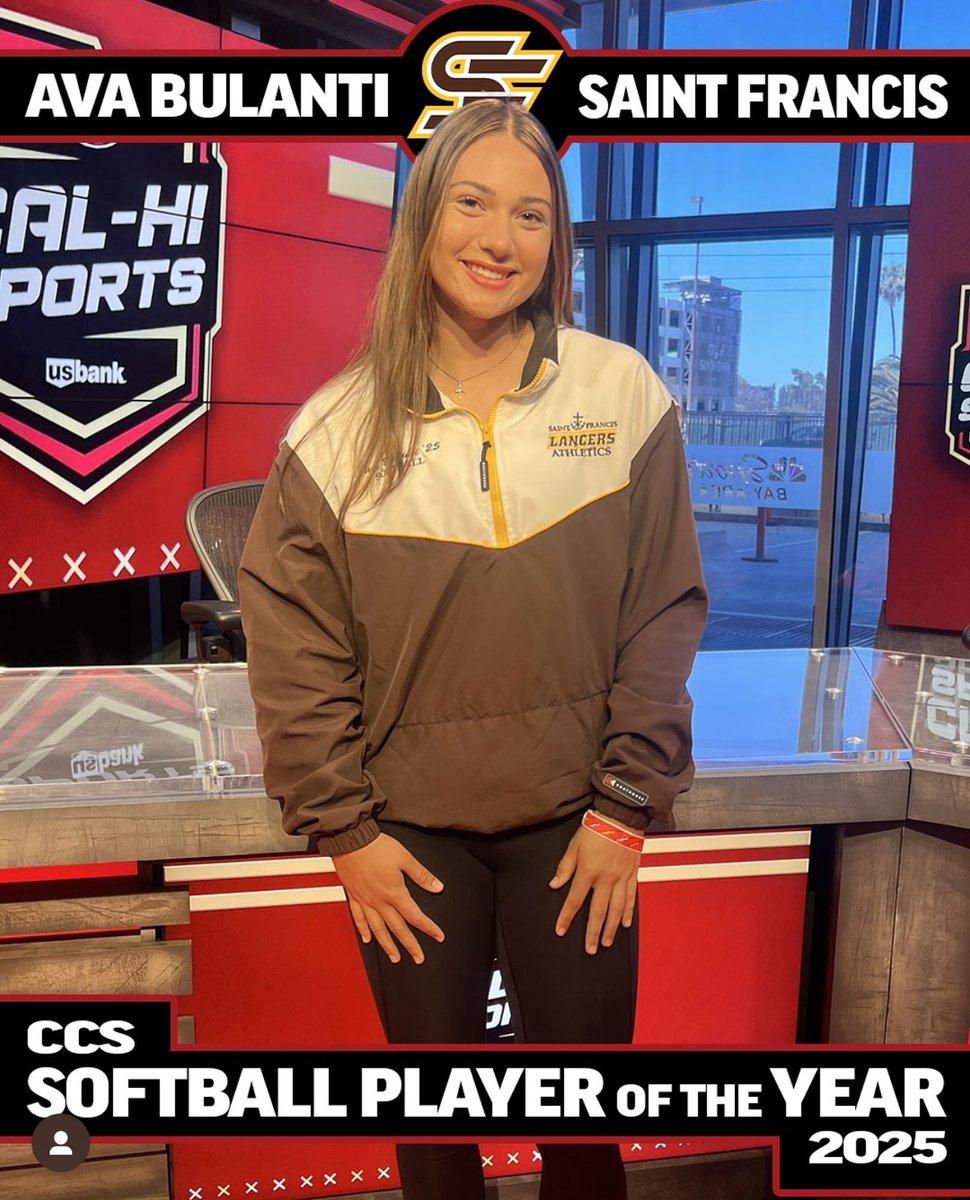 avabulanti2025 (@avabulanti2025) on Twitter photo Honored to be awarded CCS Softball Player of the Year!
Congrats to all the winners!!Thank you Robert, Aubrie, <a href="/JakeVanderbroek/">Jake Vanderbroek</a> and the 49ers Cal-Hi Sports team for supporting high school athletes. Thank you <a href="/warrioracademy_/">Warrior Academy</a> <a href="/sfhsathletics/">Saint Francis HS</a> 🙏🏻 Honored to be awarded CCS Softball Player of the Year!
Congrats to all the winners!!Thank you Robert, Aubrie, <a href="/JakeVanderbroek/">Jake Vanderbroek</a> and the 49ers Cal-Hi Sports team for supporting high school athletes. Thank you <a href="/warrioracademy_/">Warrior Academy</a> <a href="/sfhsathletics/">Saint Francis HS</a> 🙏🏻