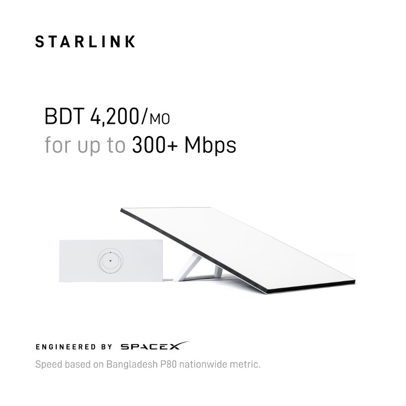 Starlink's tweet photo. Starlink is now available in Bangladesh! 
Easy to order online in minutes.