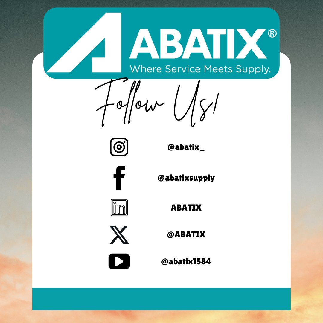 ABATIX's tweet photo. 📣 DON'T MISS OUT ON ANYTHING 📣

Stay connected with Abatix!  Follow us on all of our social media pages for the latest product updates, safety tips, industry news, and a behind-the-scenes look at our team.

You don’t want to miss what’s coming next! 👀

#FollowAbatix https://t.co/ENkILy5GVP