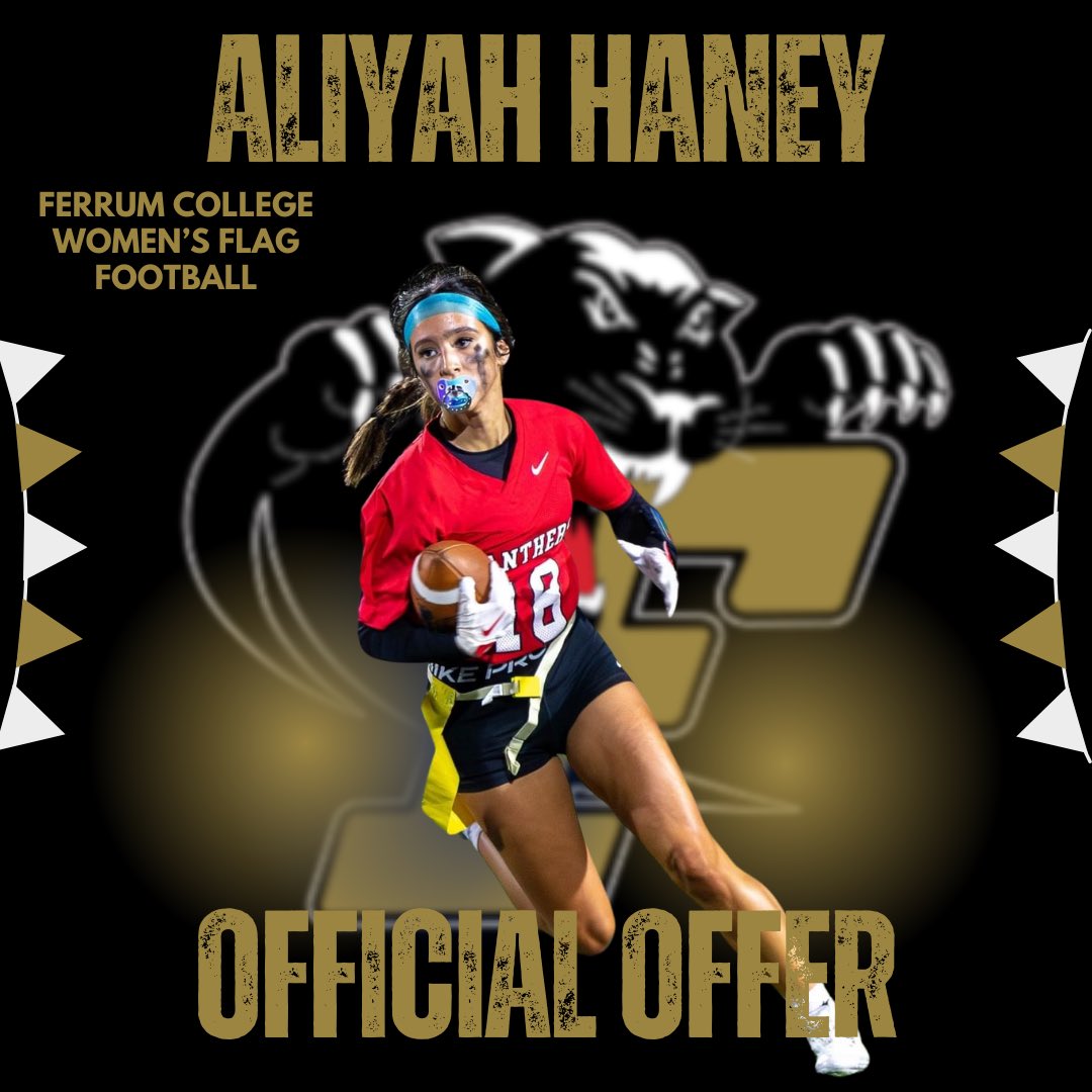 Aliyah Haney (@aliyahhaney13) on Twitter photo Blessed to receive my first flag offer from <a href="/FerrumAthletics/">Ferrum Athletics</a> women’s flag football! Thank you Coach Roth! #flagfootball Blessed to receive my first flag offer from <a href="/FerrumAthletics/">Ferrum Athletics</a> women’s flag football! Thank you Coach Roth! #flagfootball