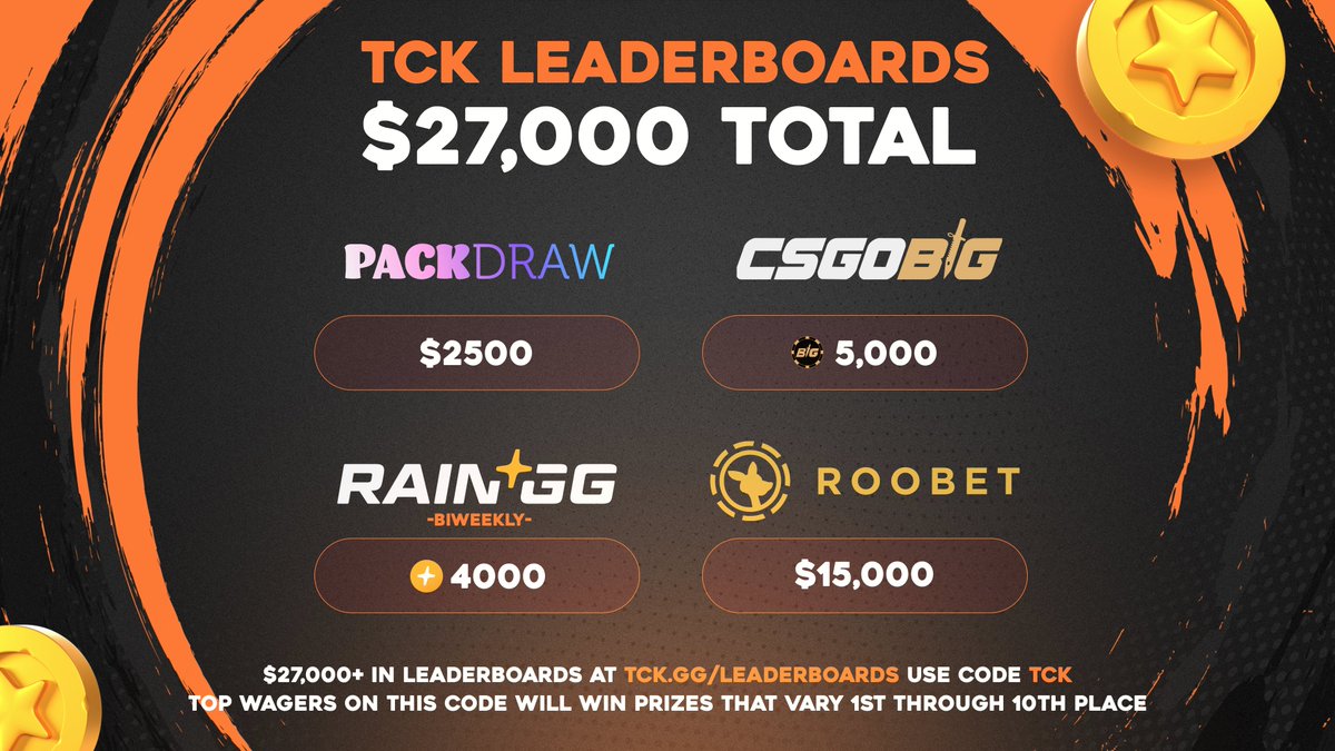 KickTCK_'s tweet photo. DO NOT MISS the END of this months LEADERBOARDS

Check out the $25,000+ in REWARDS we have on the site! https://t.co/SetFCYzQRh 💰

DM me for any questions about rewards or VIP Transfers

LOCK in to keep these rewards GOING UP 📈

$75 Giveaway to a random RT + Tag a FRIEND https://t.co/AkJJhhWVko