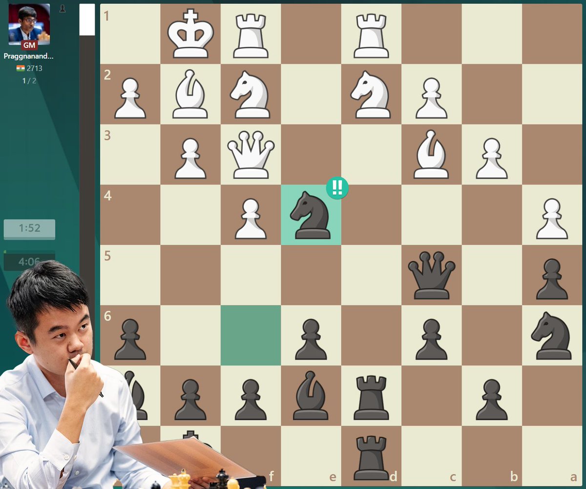 ChampChessTour's tweet image. Ding throws his knight in and ties up the score against Pragg! 👏 #ChessChamps