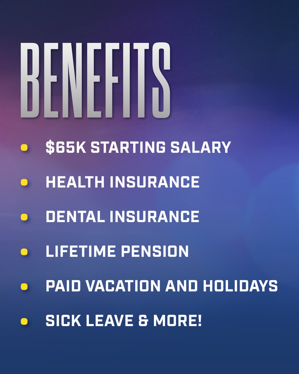 At SFPD, we value our team. Enjoy competitive salaries, comprehensive health insurance, and a lifetime pension upon retirement. Join a department that invests in you!

Learn more at 
bit.ly/3uLfGQi

#AnswerTheCall #SiouxFalls #SiouxFallsPoliceDepartment