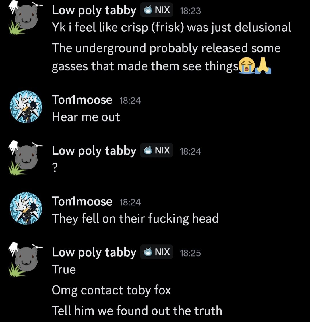 MasterNixy's tweet photo. @tobyfox 
We found out the truth of the undertale lore... You cannot fool US toby. https://t.co/Xw5jPSqZp2