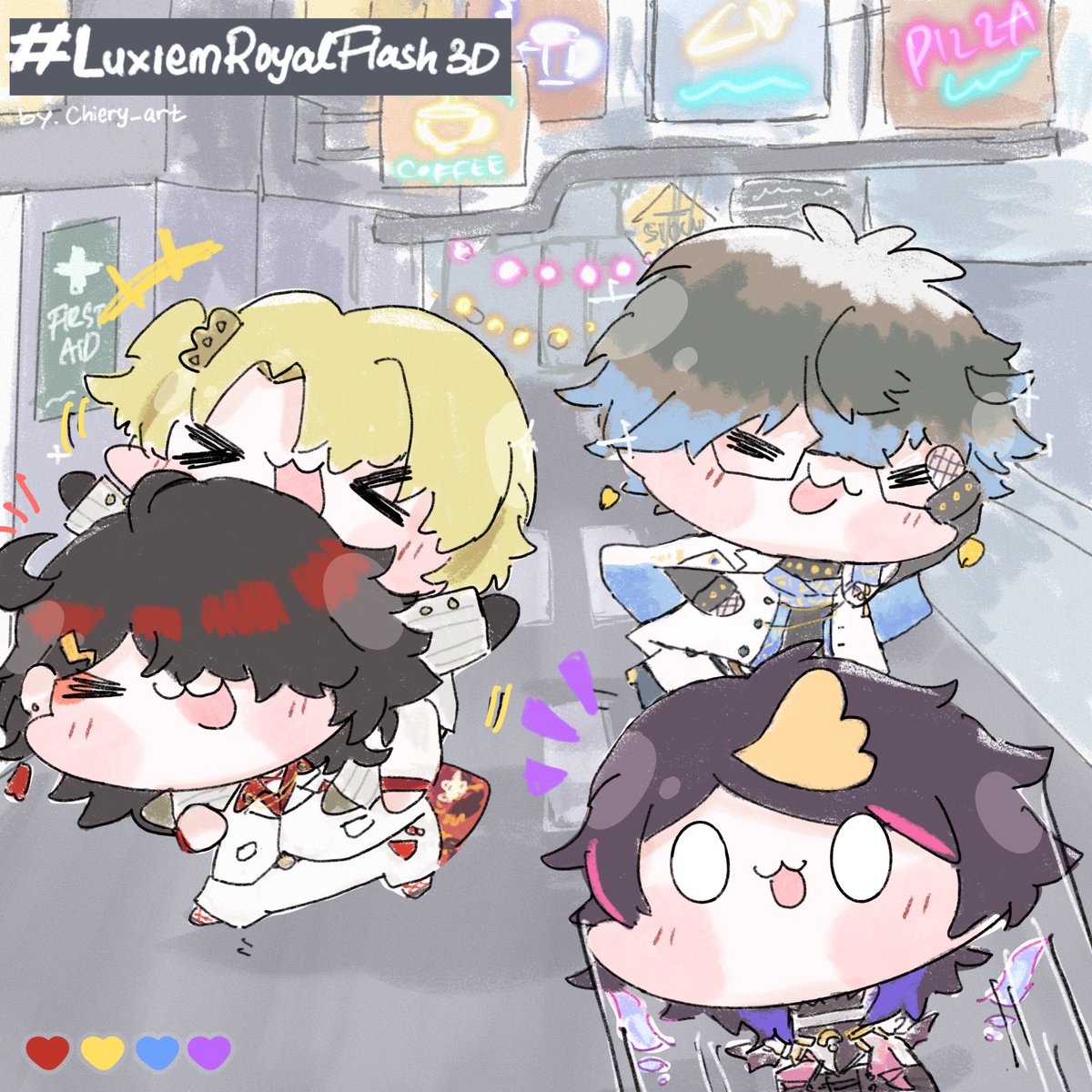 Springchiery's tweet photo. ❤️💛💙💜

 #LuxiemRoyalFlash3D 
#Ikenography #Akurylic #YaminoArt #drawluca https://t.co/Ebs1Jk5Fqq