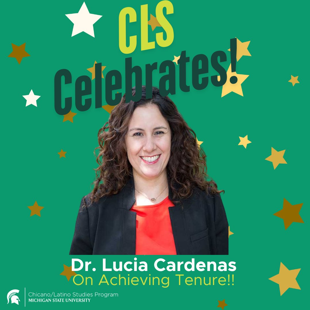 CLSatMSU's tweet image. MSU Chicano/Latino Studies is proud to share that our Core Faculty member Dr. Lucia Cardenas (Teacher Education) has earned tenure! We are so proud of you, Dr. Cardenas!