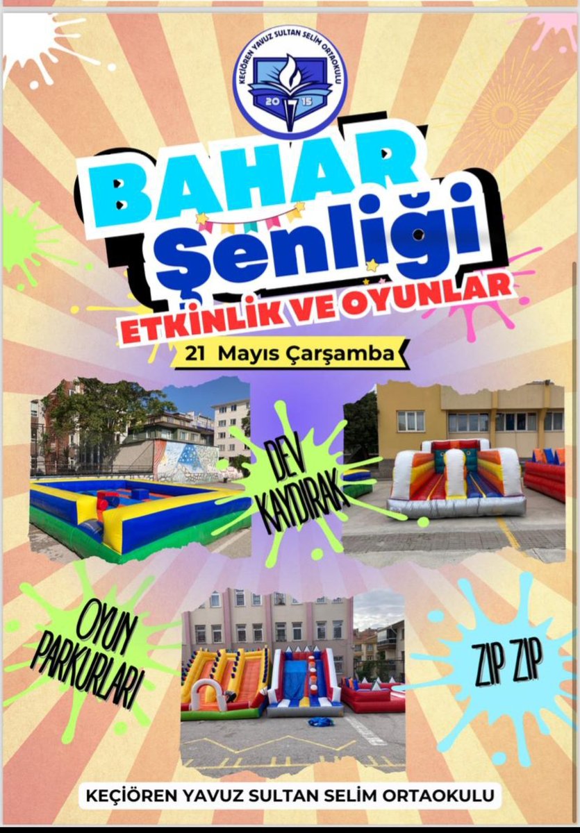 Yarın gerçekleştireceğimiz bahar şenliği etkinliğine öğrencilerimiz, velilerimiz ve tüm halkımız  davetlidir.😊 <a href="/KeciorenMEM/">Keçiören İlçe Milli Eğitim Müdürlüğü</a> <a href="/OzarslanMesut/">Dr. Mesut Özarslan</a> <a href="/keciorenbeltr/">T.C. KEÇİÖREN BELEDİYESİ</a>
 #baharsenligi #şenlik #etkinlik