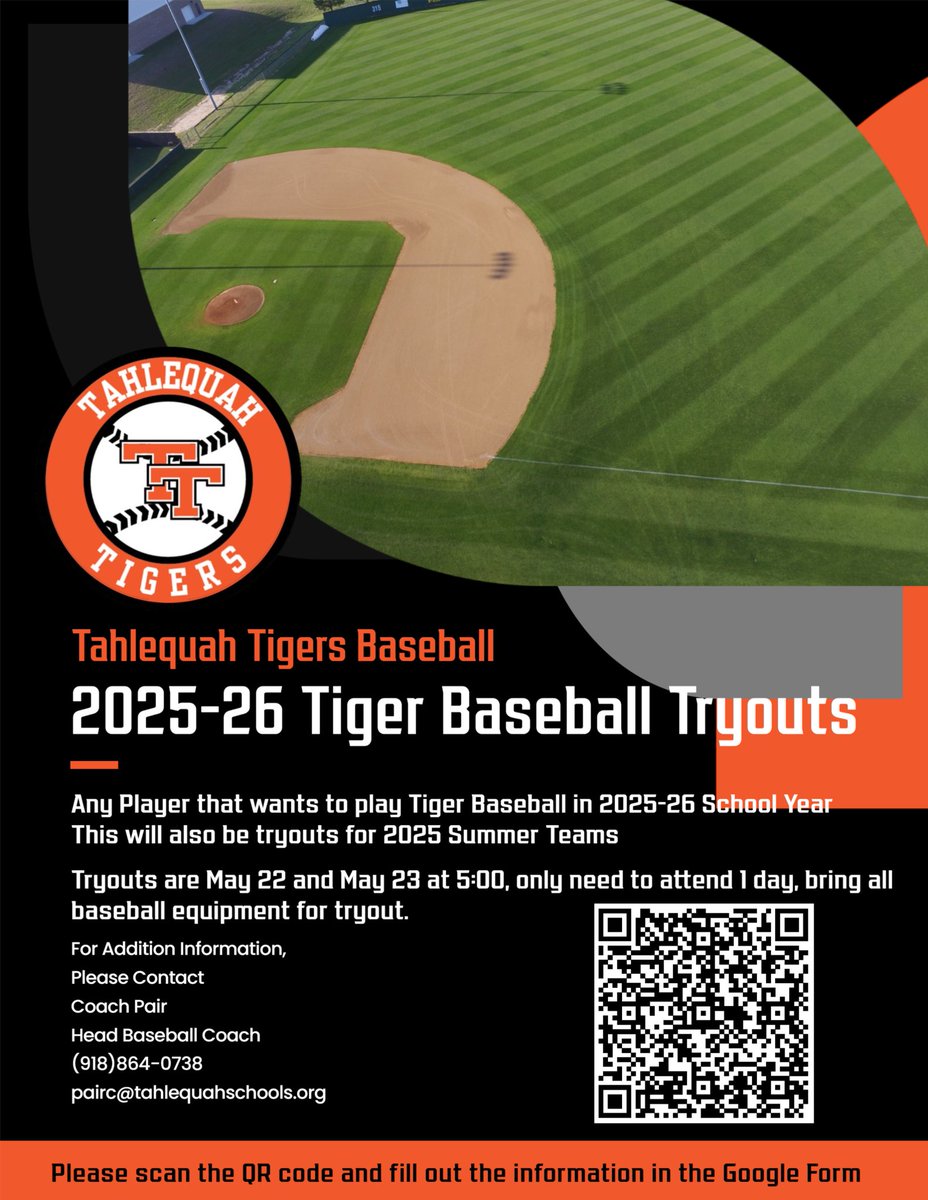 It was brought to my attention I messed up the dates on the original tryout flyer. I apologize. The tryout dates are Thursday the 22 and Friday the 23rd. Again, I apologize for the mistake. Cont.