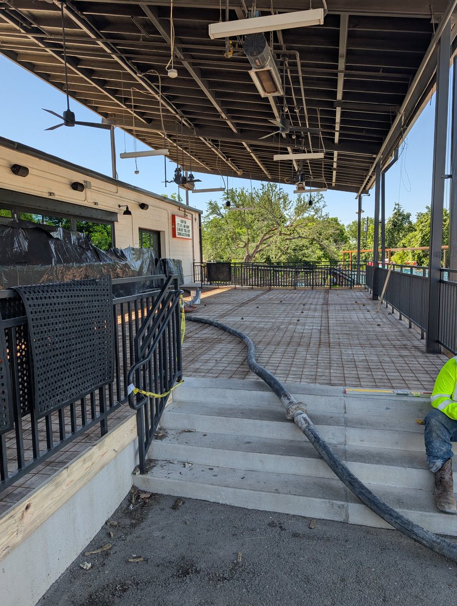 It's concrete Tuesday at Heim. New patio at River and Weatherford is getting plumbing covered up today. Growing to meet your needs.