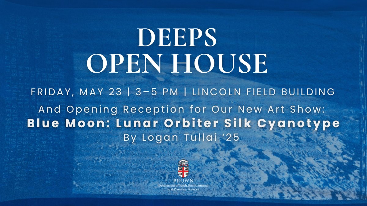 Join us this Commencement and Reunion Weekend as we celebrate another successful academic year! We're also proud to be opening our newest Lincoln Field art show by Logan Tullai '25, "Blue Moon: Lunar Orbiter Silk Cyanotype." All are welcome!
events.brown.edu/earth-environm…