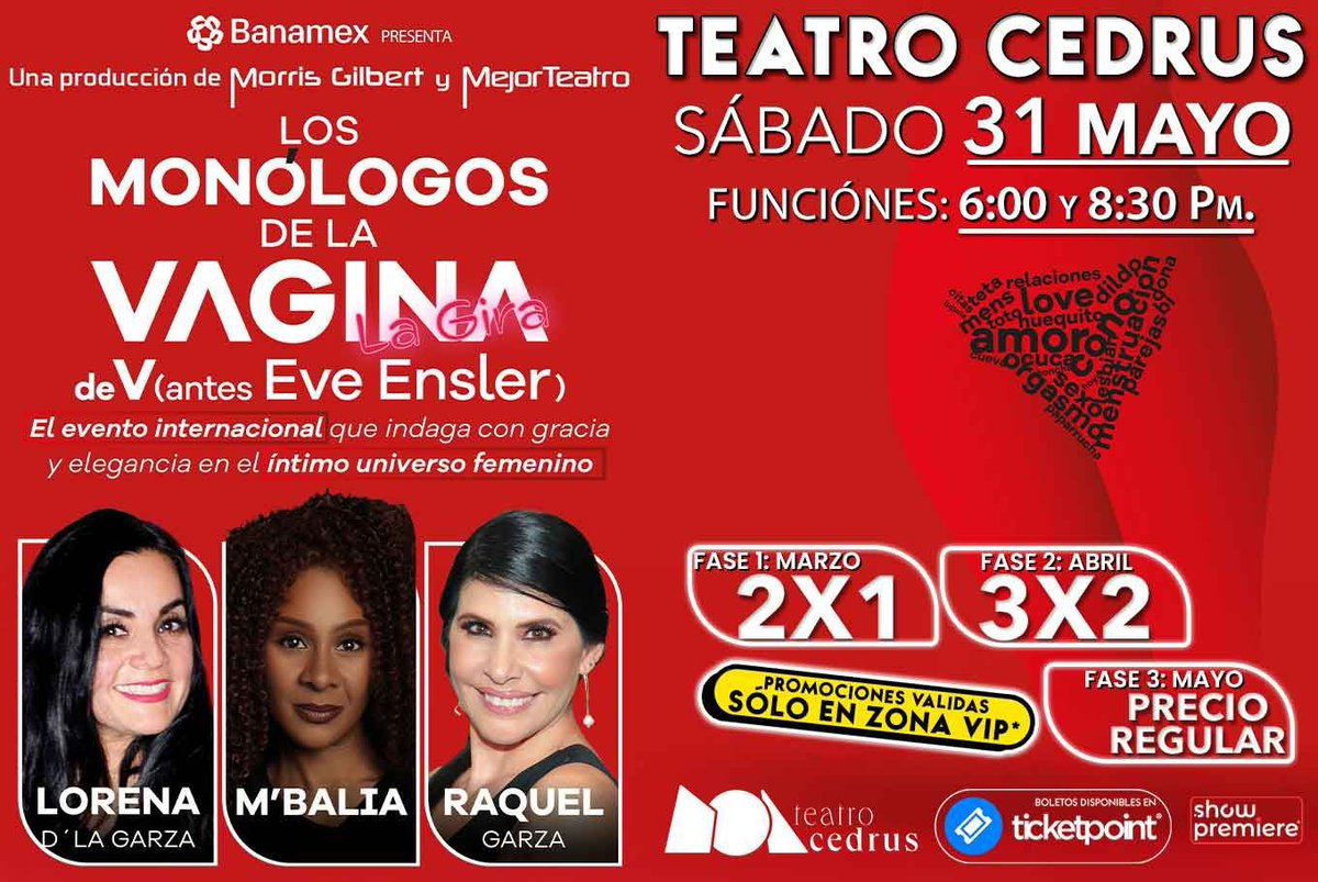 enfasisnoticias's tweet image. ¡Los Monólogos de la Vagina llega a Pachuca! 

🗓sábado 31 de mayo a las 18:00 y 20:30 horas
Clasificación: A partir de 15 años
🎫Compra de boletos en: boletos.ticketpoint.mx/entradas/es/co… 

#ShowPremiere #DHComunicación #Pachuca #MBalia #RaquelGarza
