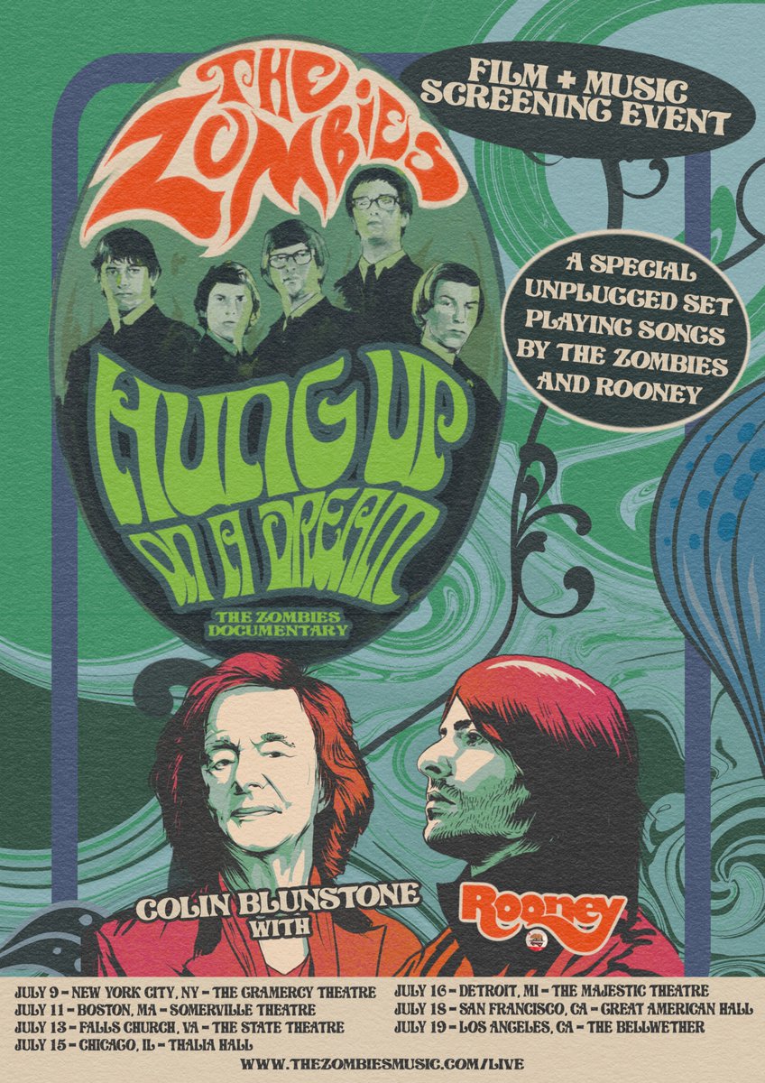 The Zombies (@thezombiesmusic) on Twitter photo We’re thrilled to announce a special run of Film & Music Events in support of Hung Up On A Dream: The Zombies Documentary! These select events will feature a screening of the film, a live Q&A with <a href="/ColinBlunstone/">Colin Blunstone</a> and director, Robert Schwartzman... We’re thrilled to announce a special run of Film & Music Events in support of Hung Up On A Dream: The Zombies Documentary! These select events will feature a screening of the film, a live Q&A with <a href="/ColinBlunstone/">Colin Blunstone</a> and director, Robert Schwartzman...