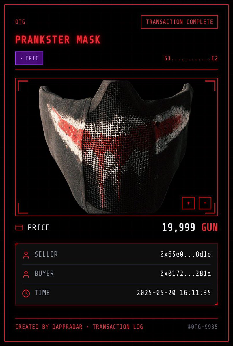 Dragos Dunica 📡 (@dragos_dydy) on Twitter photo Almost $1,000 for this Prankster Mask in <a href="/playoffthegrid/">Off The Grid</a> - the top sale in the last 24h. Almost $1,000 for this Prankster Mask in <a href="/playoffthegrid/">Off The Grid</a> - the top sale in the last 24h.
