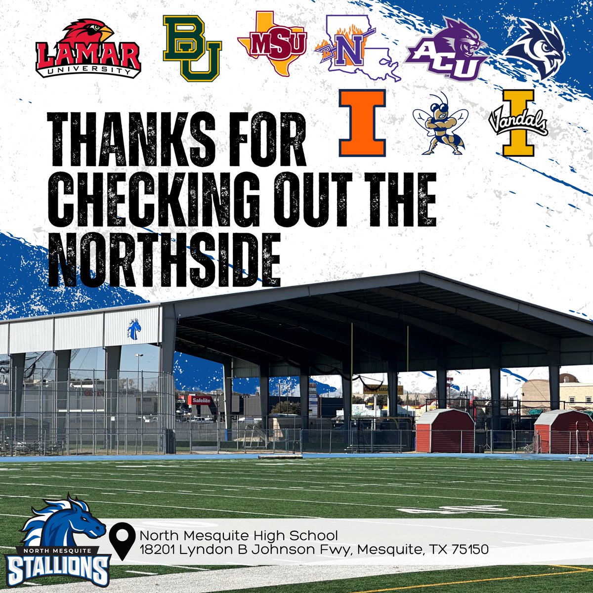 NM_StallionFB's tweet image. Big shout out to all the schools for stopping by this Spring to check out our Stallions preparing for the next level! Come back any time!

#NorthsidePride
#StallionPride
@mesquiteisdATH 
@NorthMesquiteHS