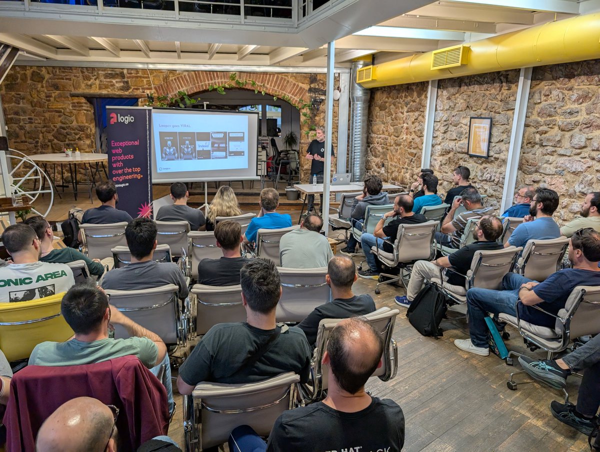 withlogicco's tweet photo. The last #DockerAth #Meetup of the season is on with Lucas and @PetrosSavvakis on scaling with @Docker swarm and the Docker Model Runner. https://t.co/ealloXVifI