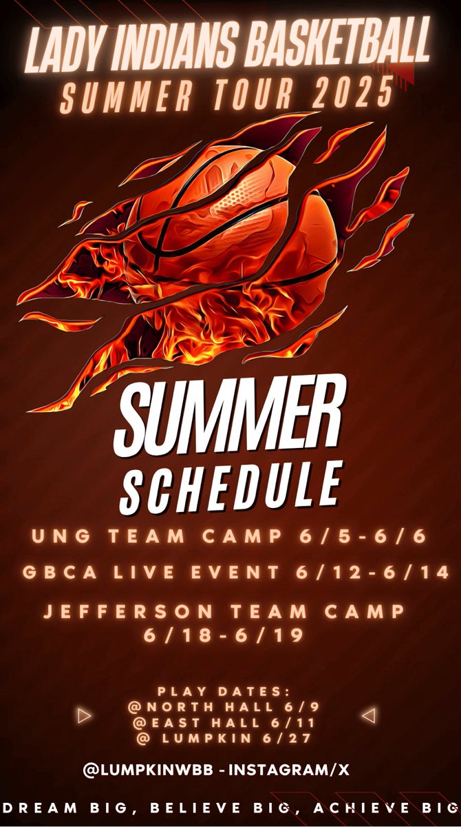 Lady Indians Summer 🏀 Schedule