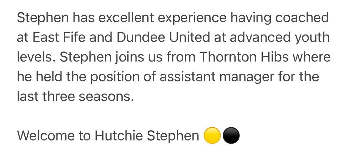 Hutchie_Vale's tweet photo. Hutchison Vale are pleased to announce the appointment of Stephen Batty as the men’s first team Manager. 

More info on the appointment 👇 https://t.co/4hrxxKRZVC