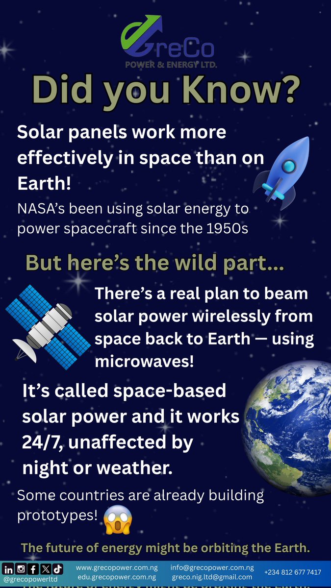 #Solar works better in #Space and could be beamed back to #earth
#Spacebasedsolarpower is real &amp; countries like #japan , #china &amp;  #usa are already testing it! 
#solarinspace #sbsp #nasa #jaxa #caltech  #Microwaves #fact #spacesolar  #facts #didyouknow  #educative #discovery