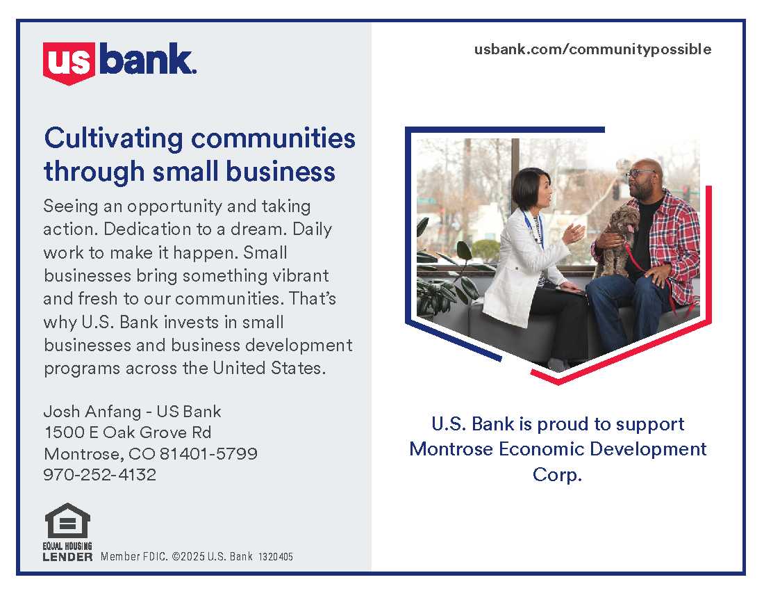US Bank is MEDC's Featured Investor this week!  Thank you for your support of economic development in Montrose.  US Bank is a Leader investor with us!