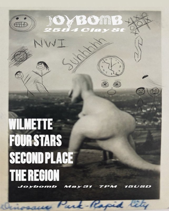 GARY, IN: Running it back with <a href="/wilmetteband/">Wilmette (writing mode 🤔📝)</a> NEXT SATURDAY at Joybomb w/ <a href="/fourstarsil/">Four Stars</a> &amp; Second Place! This show is dummy stacked so you don’t wanna miss it 🎉💣