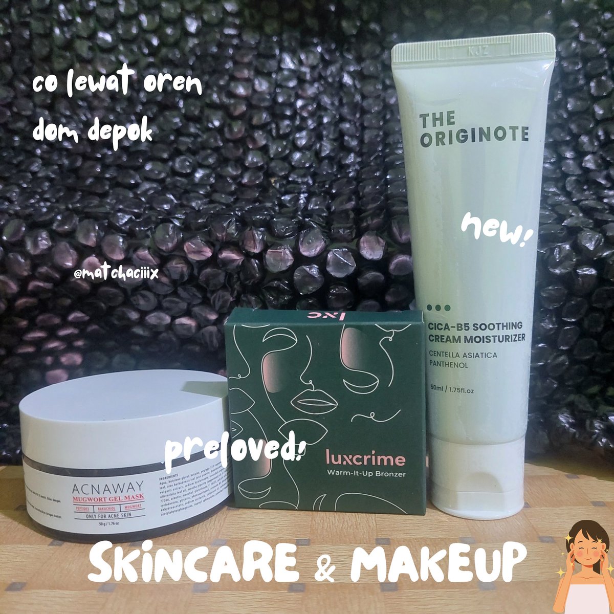 matchaciiix's tweet photo. hiii, aku mau sell skincare dan makeup akuu. ada yang preloved dan new, murcee banget iniii😋😋
start from 25k

🍊co lewat oren yaa
📍dom depok
exc admin 7,5%

yang mau boleh langsung dm yaa, boleh sekalian tag/reply takutnya ga masuk dmnyaa^^ https://t.co/IOYSC2jHsg
