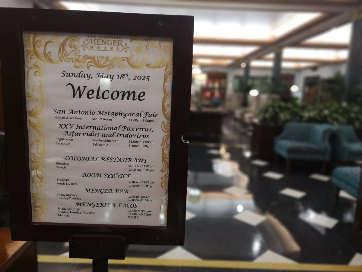 prazsi1's tweet photo. XXV. #poxvirus #conference in #SanAntonio #Mengerhotel perfect place to learn about life of #Giant #virus, like #monkeypox : https://t.co/eHe6spzPBE