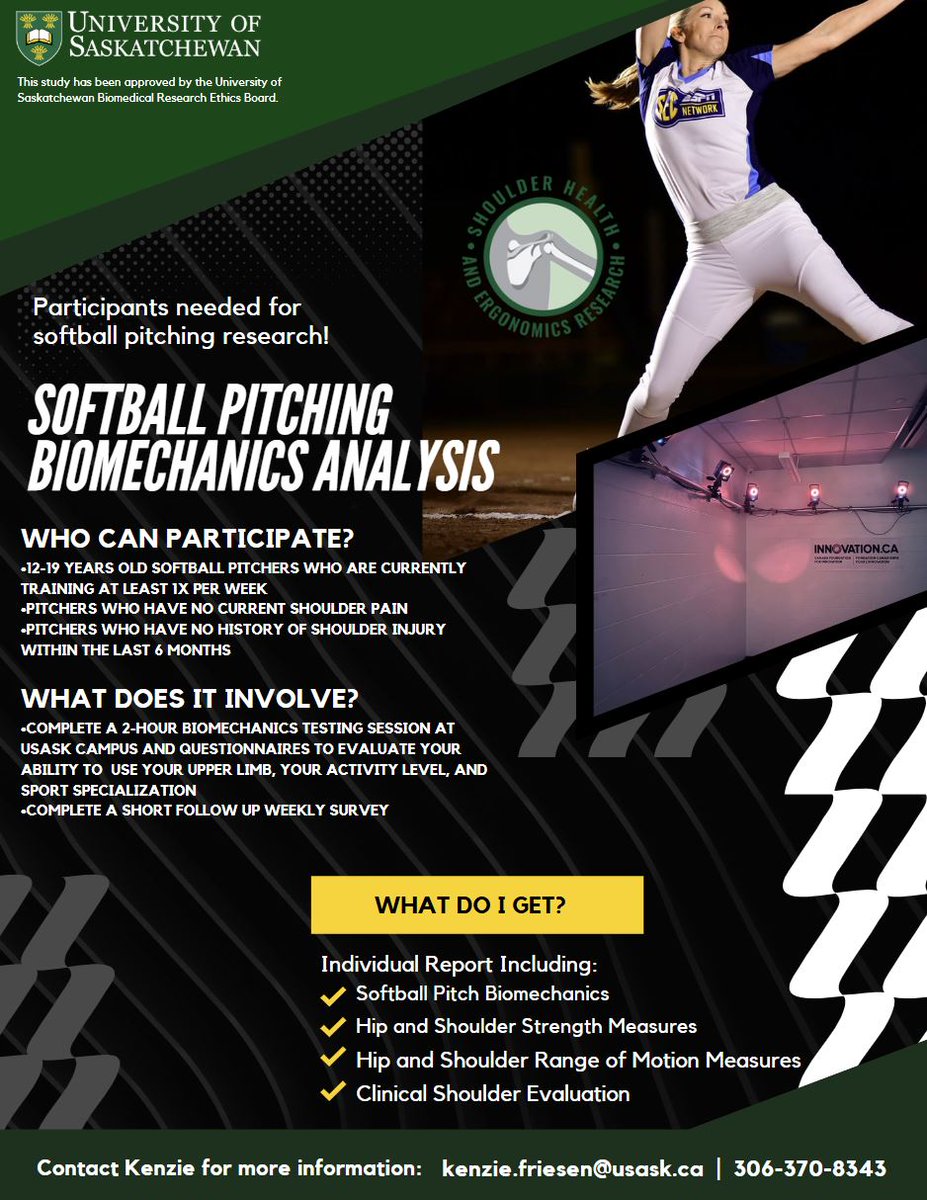 Kenzie Friesen (@kfreeze17) on Twitter photo 📢Calling Softball Pitchers in Saskatchewan to take part in a biomechanics research study! <a href="/softballsask/">Softball Saskatchewan</a> 📢Calling Softball Pitchers in Saskatchewan to take part in a biomechanics research study! <a href="/softballsask/">Softball Saskatchewan</a>