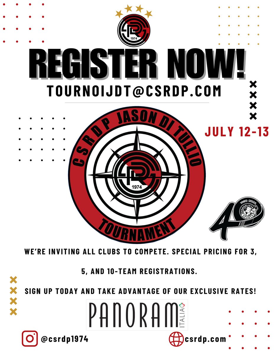 CSRDP1974's tweet photo. ⚽️ Calling all clubs!
Join us for the CSRDP Jason Di Tullio Tournament on July 12–13!
Great competition, great vibes, and unforgettable moments on and off the pitch. 💥

https://t.co/XmxA5dqOpp

📍 RDP, Montreal
🗓️ Save the date — spots are limited!

#CSRDP2025 #YouthSoccer https://t.co/0A8wzrgfm0