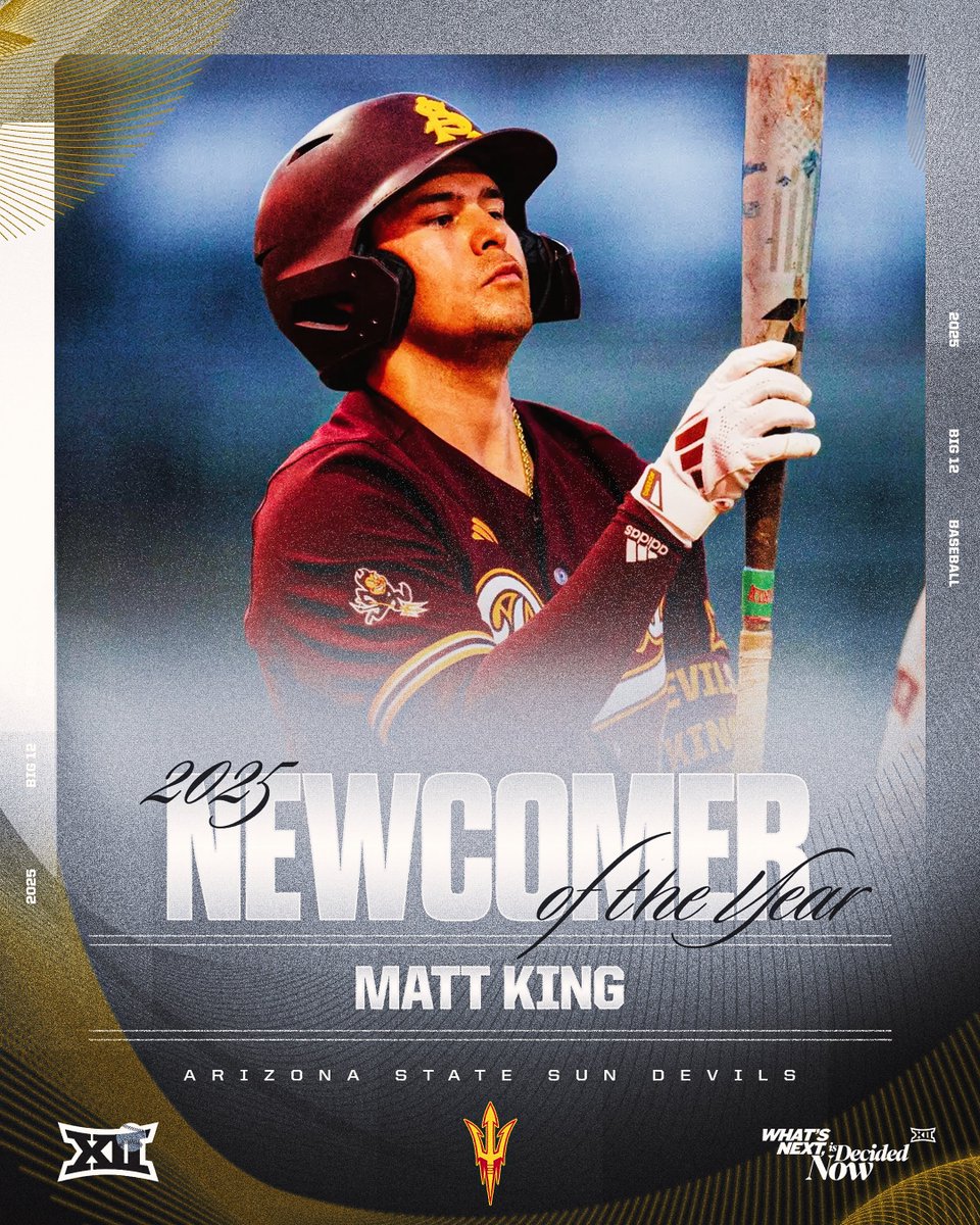 2025 #Big12BSB Co-Newcomer of the Year ⭐️

Matt King | <a href="/ASU_Baseball/">Sun Devil Baseball</a>