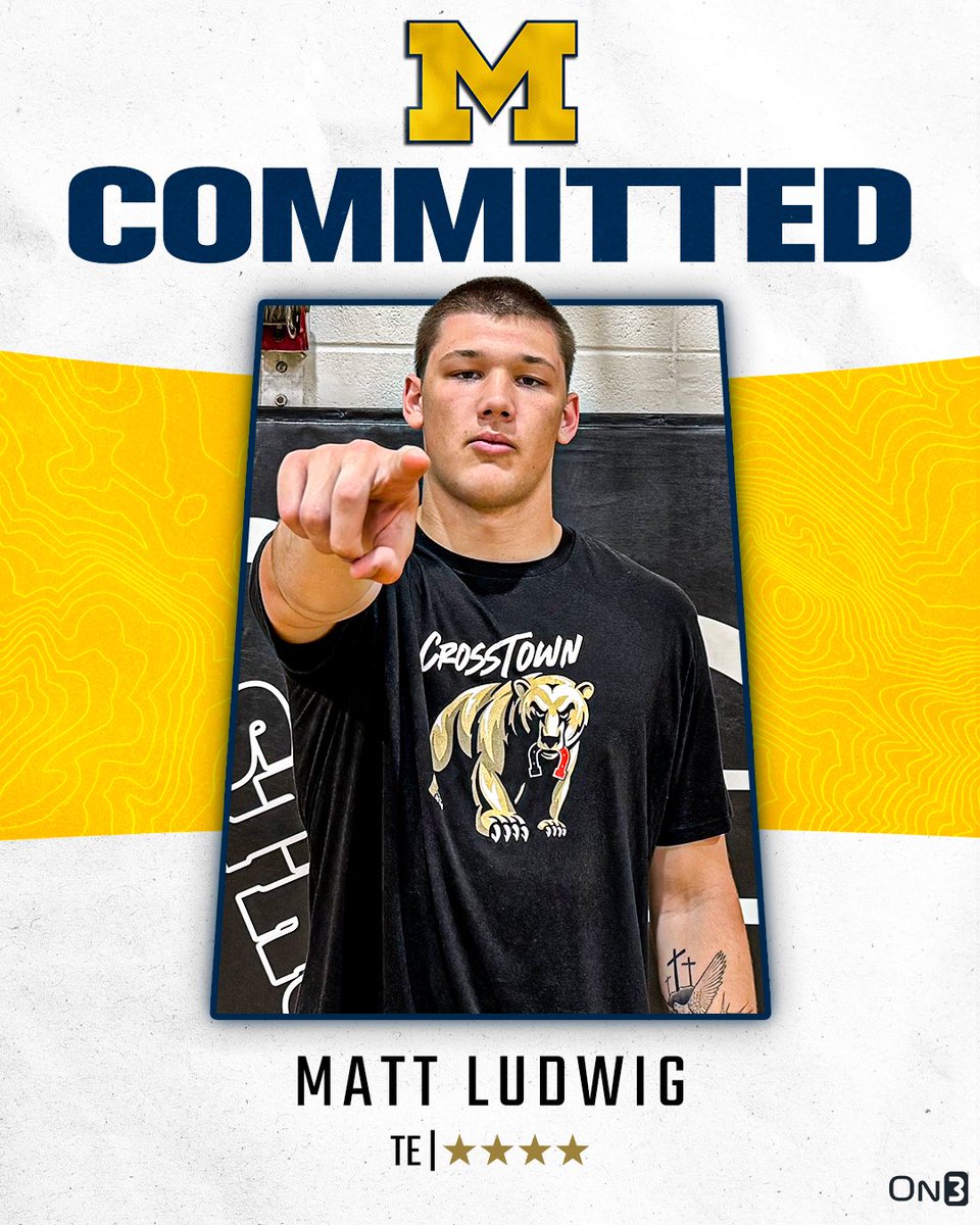On3 Recruits (@on3recruits) on Twitter photo 🚨BREAKING🚨 4-star TE Matt Ludwig has committed to Michigan, <a href="/Hayesfawcett3/">Hayes Fawcett</a> reports〽️
More from <a href="/SWiltfong_/">Steve Wiltfong</a>: on3.com/news/michigan-… 🚨BREAKING🚨 4-star TE Matt Ludwig has committed to Michigan, <a href="/Hayesfawcett3/">Hayes Fawcett</a> reports〽️
More from <a href="/SWiltfong_/">Steve Wiltfong</a>: on3.com/news/michigan-…
