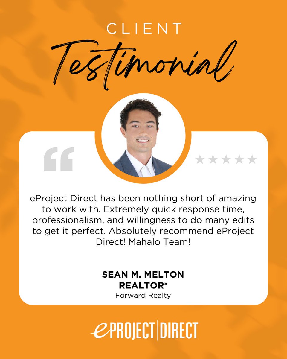 Grateful for kind words like these! 🙏

It’s always our goal to make the process smooth, responsive, and collaborative. Mahalo for trusting eProject Direct — we're honored to be part of your team. 💻✨