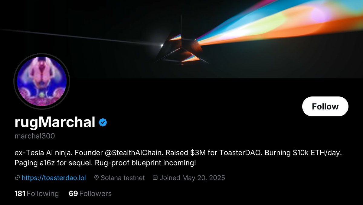 larp_acc's tweet photo. @marchal300 @marchal300
bro’s pumping ‘launch soon’ memes to 69 followers on Solana testnet, even his alt @notMarchal agrees: your rugged stealth chain vaporware is more myth than mainnet 💀

LARP: 8/10 https://t.co/z0v6T5cpag