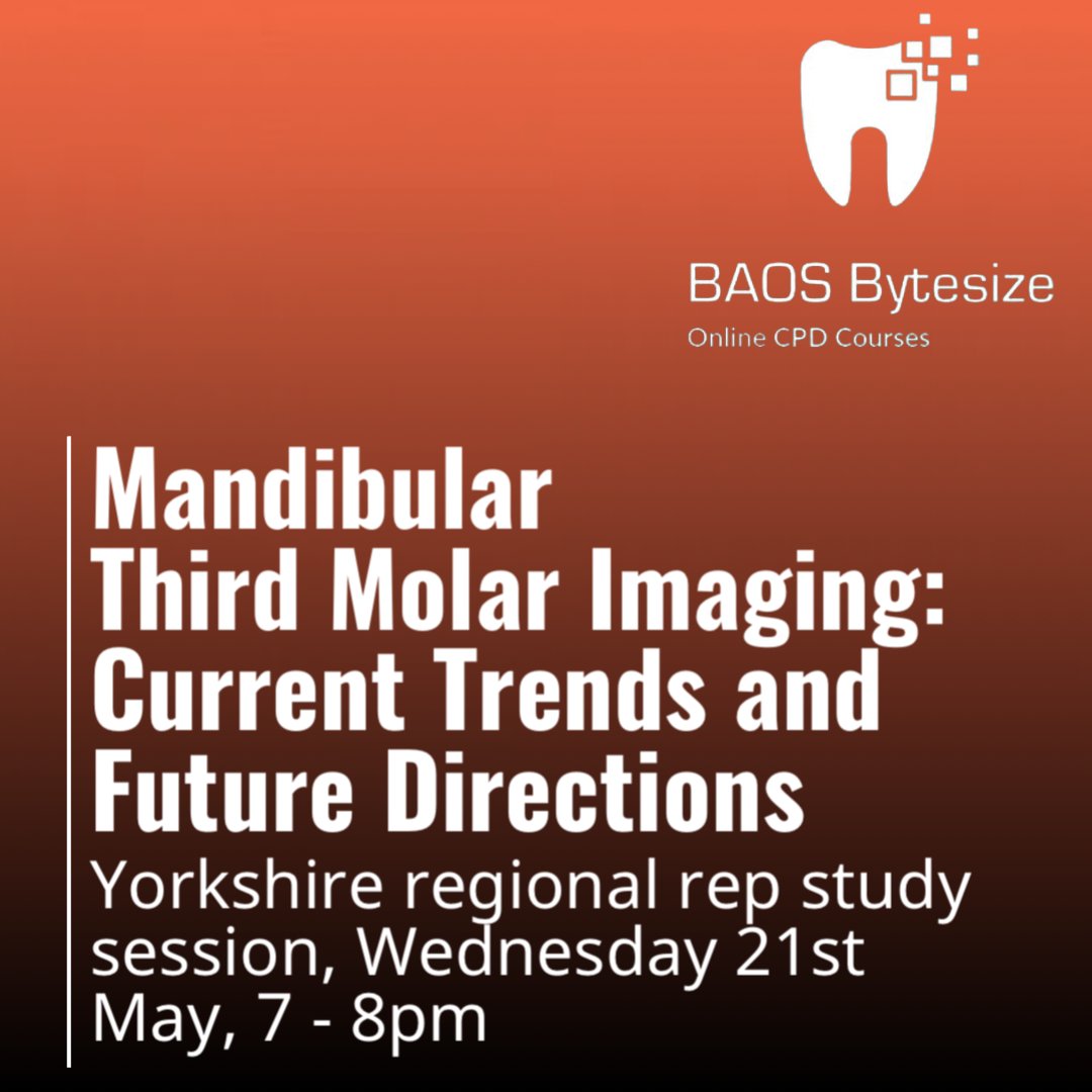 Don’t foget to join our latest regional rep study session on Mandibular Third Molar Imaging: Current Trends and Future Directions! 🦷

For more info and to register, follow the link here or in our bio ➡️ api.ripl.com/s/9i7ecx

#OralSurgery #Dentistry #BAOSUK