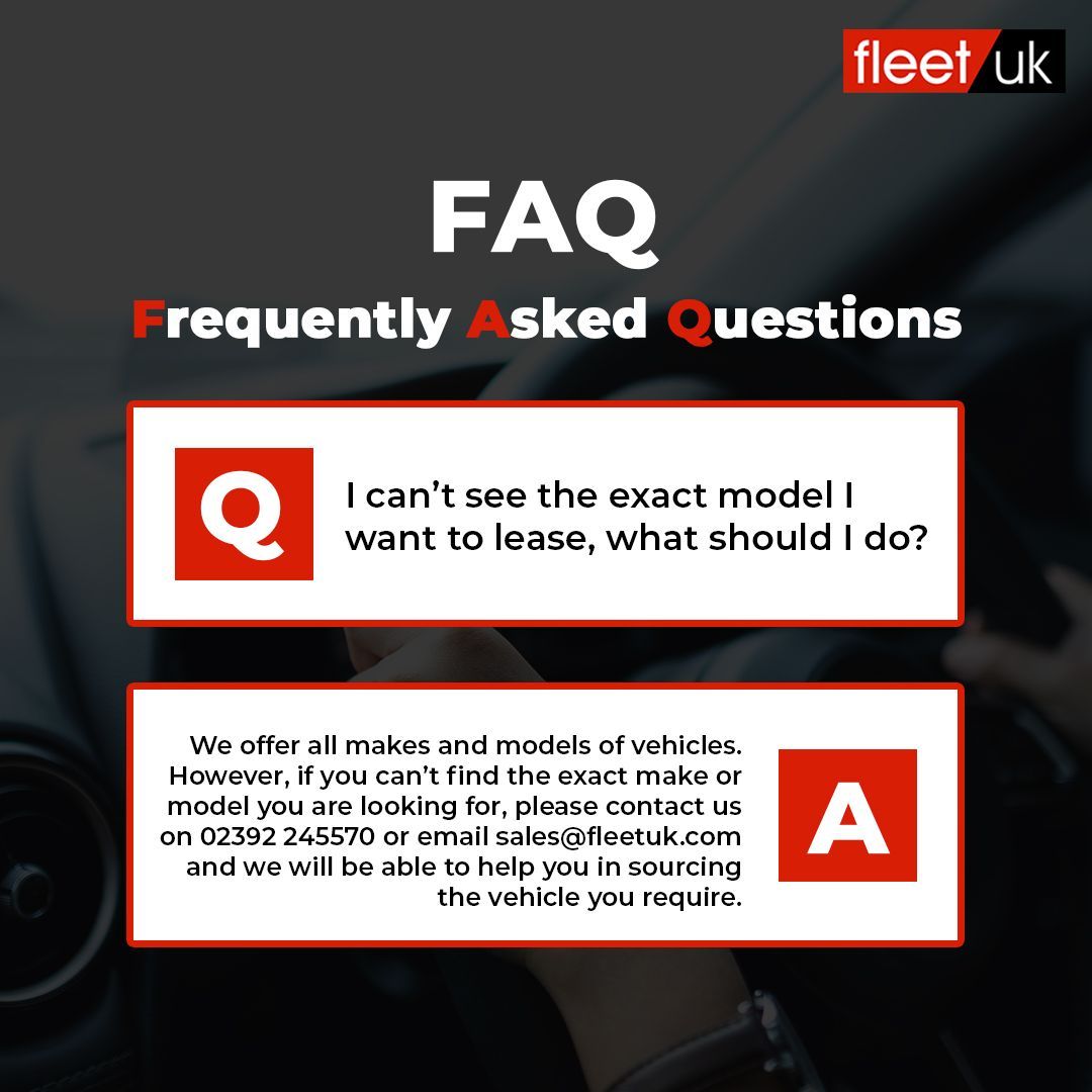 Fleetuk's tweet photo. I can’t see the exact model I want to lease, what should I do? 

We offer all makes/models of vehicles - However, if you can’t find what you are looking for, please contact us and we will be able to source the vehicle you require. 

📞 02392 245570
✉️ sales@fleetuk.com https://t.co/O0OalN2Kea