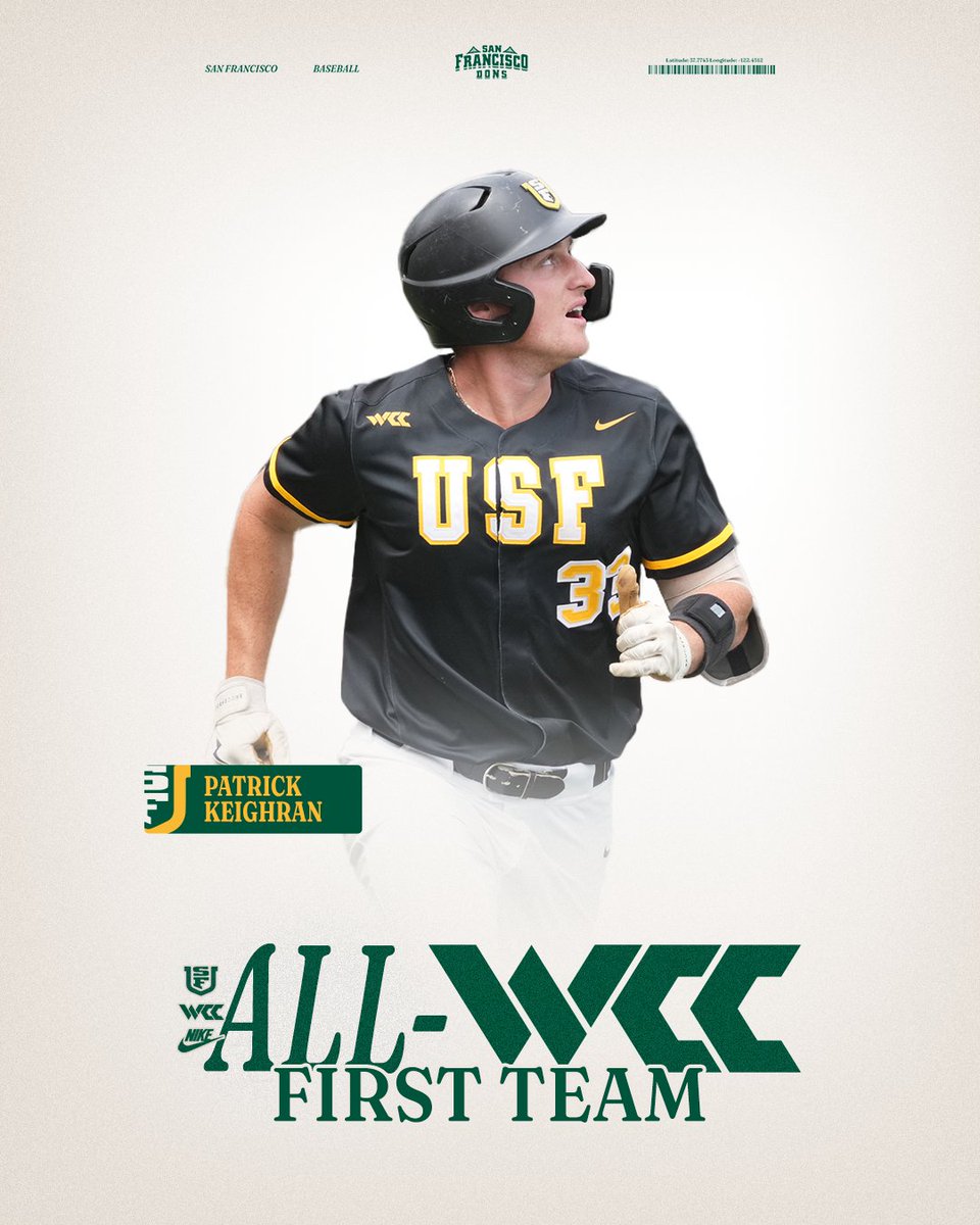 San Francisco Baseball (@sfdonsbaseball) on Twitter photo Keegs led the way ๐ช
<a href="/Pat_Keighran/">Patrick Keighran</a> has been named to the All-WCC First Team for the first time in his career!
๐ฐ Full Release: bit.ly/4k2PpkC
#USFDons | #WCCsports Keegs led the way ๐ช
<a href="/Pat_Keighran/">Patrick Keighran</a> has been named to the All-WCC First Team for the first time in his career!
๐ฐ Full Release: bit.ly/4k2PpkC
#USFDons | #WCCsports