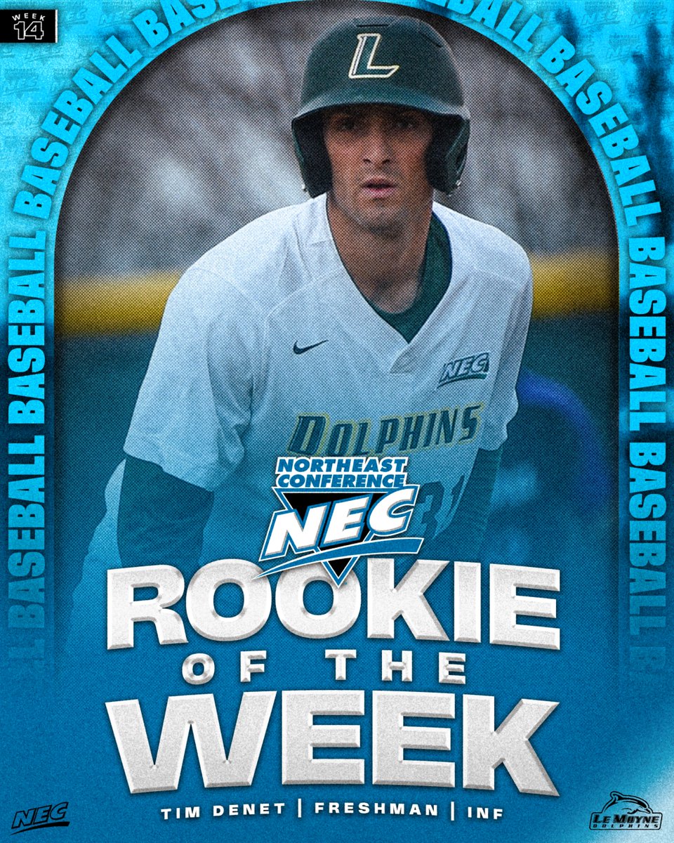 NEC Baseball (@necbaseball) on Twitter photo ⚾️🏅The #NECBaseball Rookie of the Week is 𝗧𝗶𝗺 𝗗𝗲𝗻𝗲𝘁 from <a href="/LeMoyneDolphins/">Le Moyne Athletics</a>‼️
» Went 6/11 (.545) and compiled a 1.856 OPS in a series win 🆚 CCSU👏
» Cracked ✌️ homers and added a triple for the 🐬
» 🥉 NEC ROW 🏆 this season
#NECelite📜 x #NECROW ⚾️🏅The #NECBaseball Rookie of the Week is 𝗧𝗶𝗺 𝗗𝗲𝗻𝗲𝘁 from <a href="/LeMoyneDolphins/">Le Moyne Athletics</a>‼️
» Went 6/11 (.545) and compiled a 1.856 OPS in a series win 🆚 CCSU👏
» Cracked ✌️ homers and added a triple for the 🐬
» 🥉 NEC ROW 🏆 this season
#NECelite📜 x #NECROW