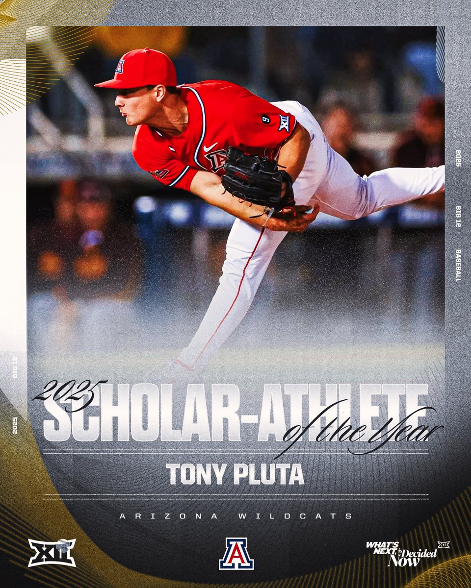 2025 #Big12BSB Scholar-Athlete of the Year ⭐️

Tony Pluta | <a href="/ArizonaBaseball/">Arizona Baseball</a>