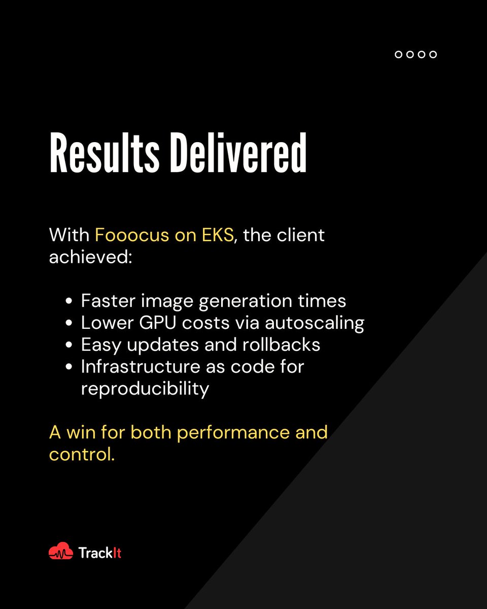 AI image generation at scale.
TrackIt deployed Fooocus, a Stable Diffusion-based tool, on Amazon EKS — enabling fast, GPU-accelerated image generation with full scalability.

Explore the solution: tinyurl.com/2yhd3dft

#AWS #AmazonEKS #AI #ImageGeneration #StableDiffusion