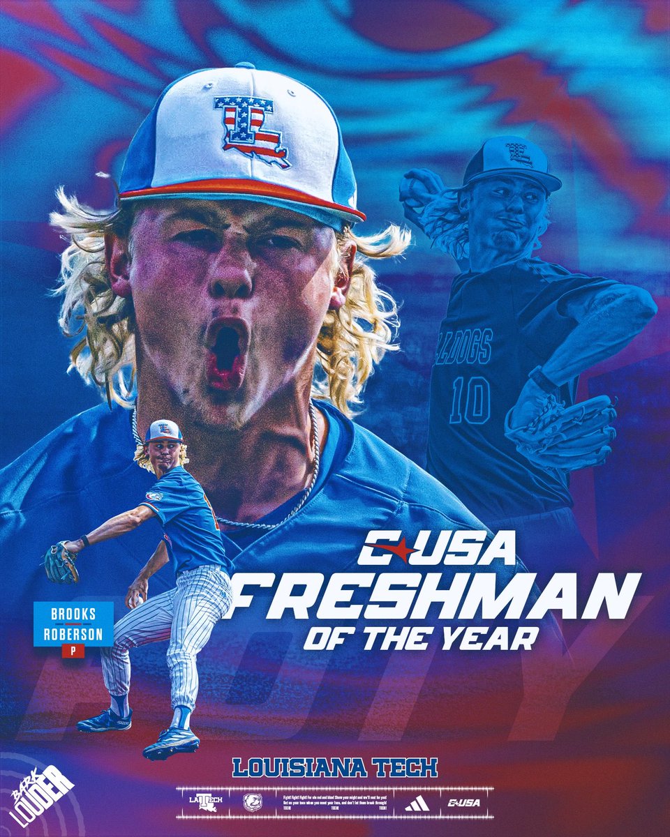 Diamond Dogs (@latechbsb) on Twitter photo The up and coming 🔥
<a href="/BrooksRoberson3/">Brooks Roberson</a> is your 2025 <a href="/ConferenceUSA/">Conference USA</a> Freshman of the Year‼️ The up and coming 🔥
<a href="/BrooksRoberson3/">Brooks Roberson</a> is your 2025 <a href="/ConferenceUSA/">Conference USA</a> Freshman of the Year‼️