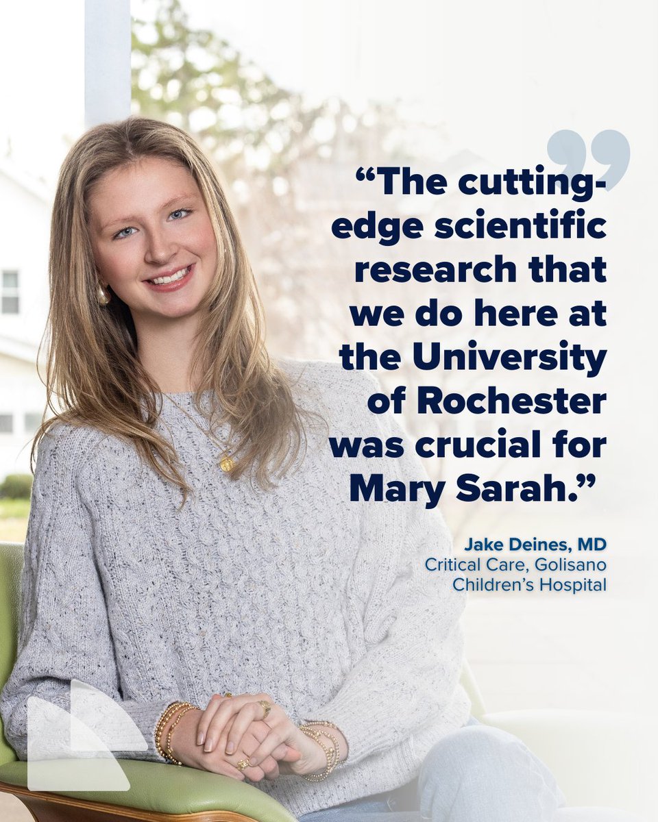 UR Medicine (@ur_med) on Twitter photo At just 16, Mary Sarah became one of the first patients at <a href="/URMed_GCH/">Golisano Children's Hospital</a> to receive therapeutic hypothermia through a national clinical trial.
Now, she’s preparing for college—a powerful reminder of how research can save lives: urmc.info/22K At just 16, Mary Sarah became one of the first patients at <a href="/URMed_GCH/">Golisano Children's Hospital</a> to receive therapeutic hypothermia through a national clinical trial.
Now, she’s preparing for college—a powerful reminder of how research can save lives: urmc.info/22K