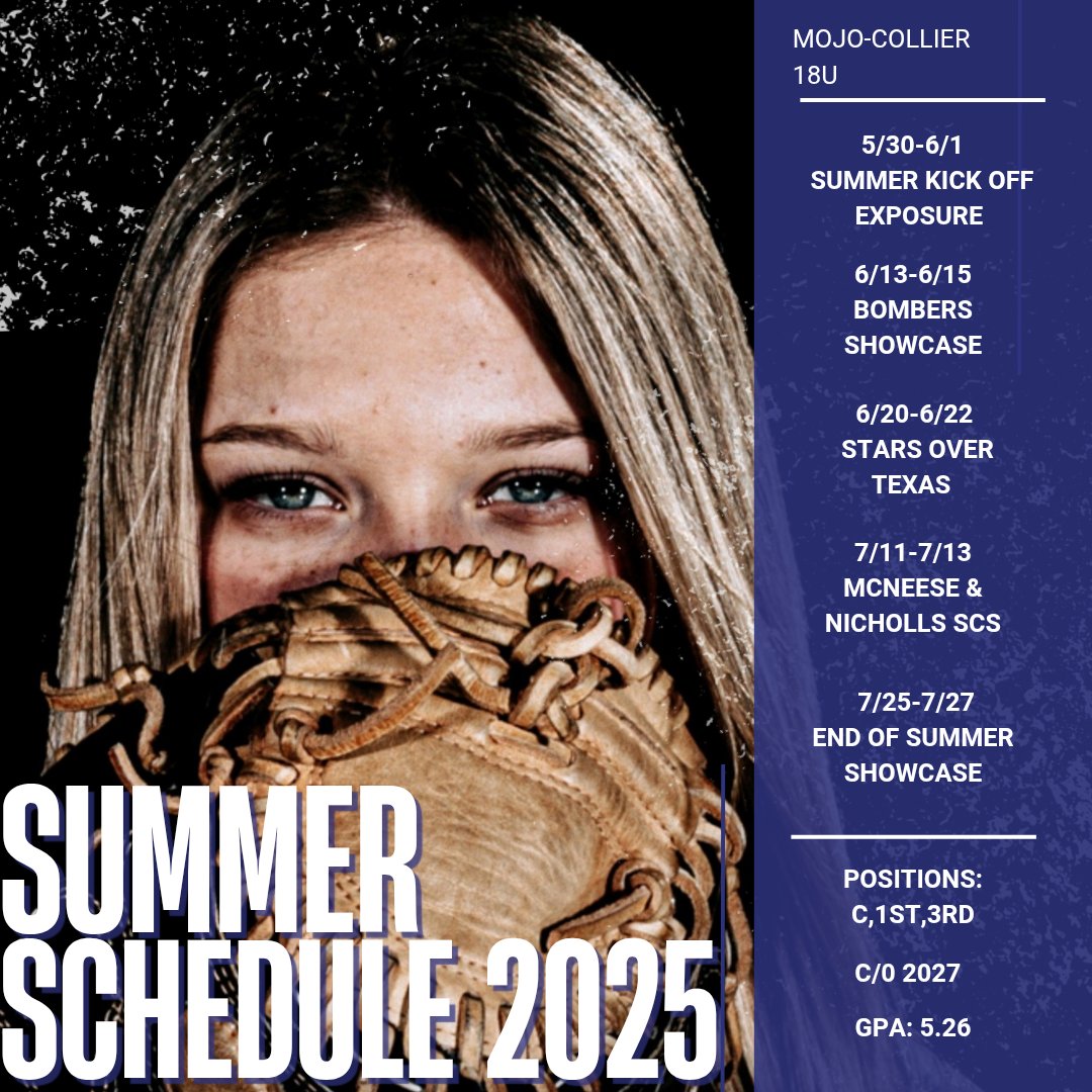 katiedumesnil27's tweet photo. Summer π₯ schedule!
#catcher #classof2027 #softball #catcher #summer #texas #houston #SeTX @BlinnSoftball @IslandersSball @TamusaSoftball @pvamusoftball @AlvinSoftball @tjcapachesb @SanJacSoftball @KilgoreSoftball https://t.co/nIQgph449L