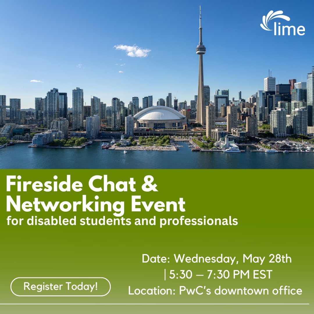 We invite professionals and students with disabilities to a fireside chat and networking event at PwC’s Toronto Downtown Office with Emma Scher, 2024 Leadership in Disability award winner. Apply by This Thursday, May 22nd to attend!

To learn more, visit:
ow.ly/WGoi50VVmpp