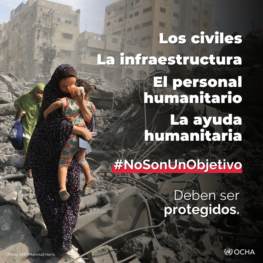 ONU_es's tweet photo. Las guerras tienen reglas y deben ser respetadas por todas las partes.

Los civiles #NoSonUnObjetivo.

Los hospitales, las escuelas, los refugios #NoSonUnObjetivo.

Los trabajadores humanitarios #NoSonUnObjetivo.

vía @UNOCHA https://t.co/FX5AvoMcLp
