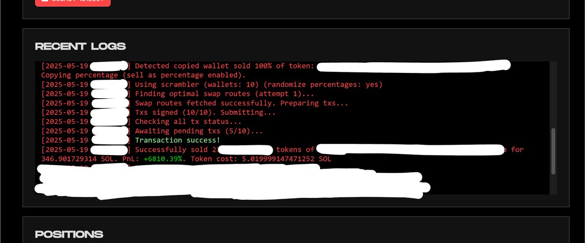 i've still been running copytrade 24/7 these last few months regardless of market conditions

less profit when markets are slow, but you should still be profitable if following good wallets

when markets are hot, it's free printing season

a nice win from yesterday
5 -&gt; 346 sol