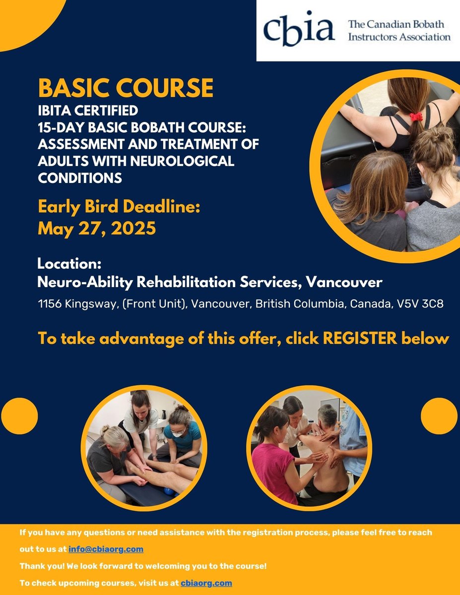 ‼️Don't Miss Out! Early Bird Discount Ends May 27th‼️

15 Day Basic Bobath Course: Assessment and Treatment of Adults with Neurological Conditions

Register now: cbiaorg.com